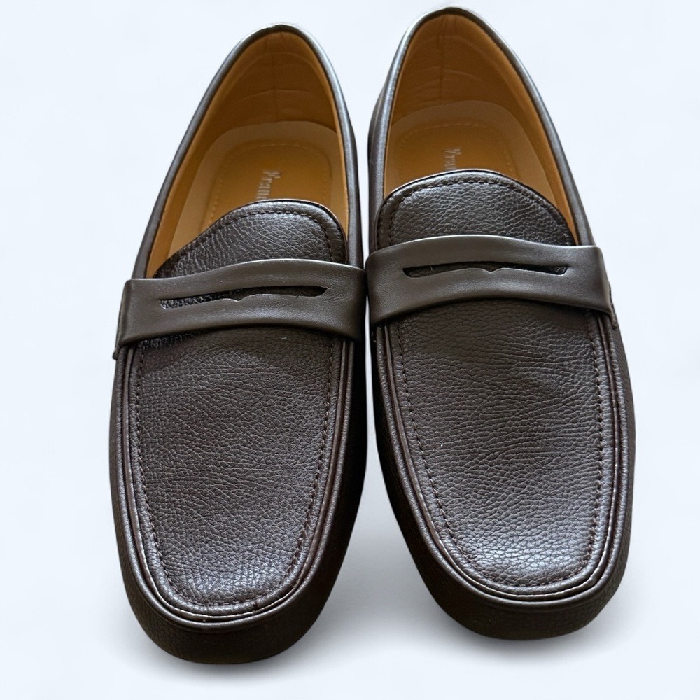 FRANCO VANUCCI Men's Brown Leather Loafers • Size 13 • NEW